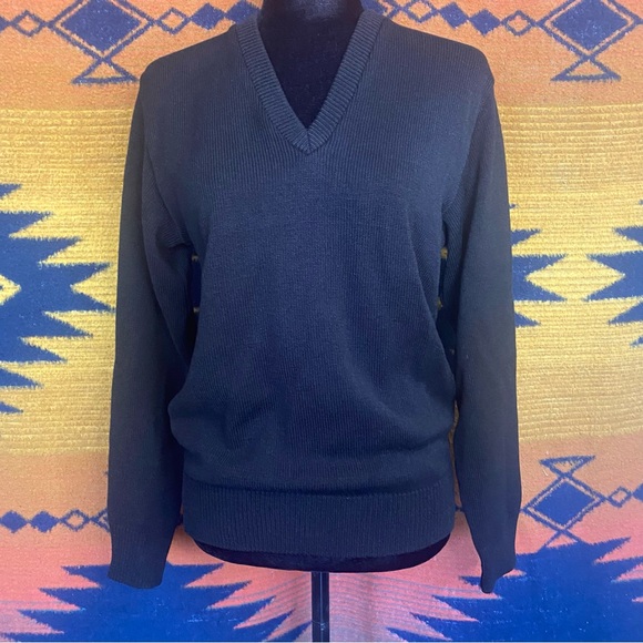 A+ by SAI Black Acrylic V neck Career Apparel pullover Sweater. Thick. Size XS. - Picture 2 of 13